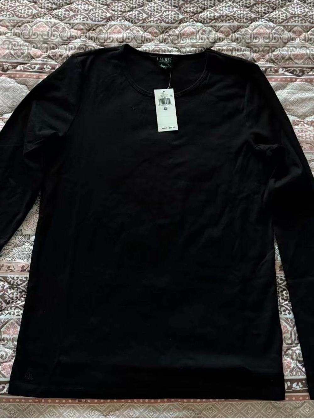 Lauren Ralph Lauren Black Long Sleeve Crewneck Tee Top